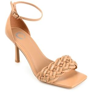 Journee Collection - Women's Mabella Open Toe - Mid Stiletto Pumps - Mocha